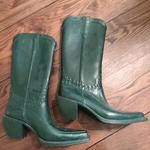 Donald Pilner Green Size 9 Women's Heeled Rubber Boots